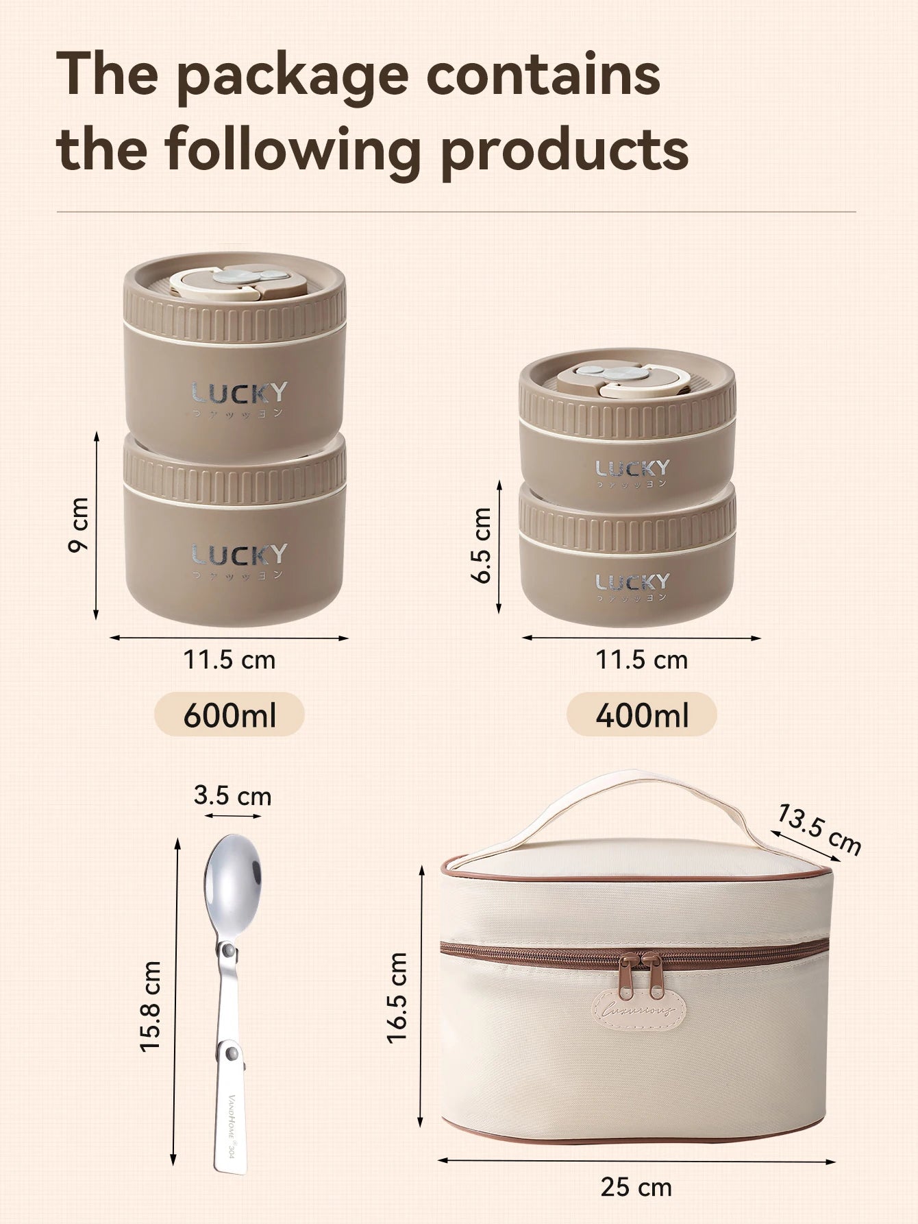 WORTHBUY Bento Lunch Box Set, Portable Keep Warm Lunch Container With Insulated Bag, 18/8 Stainless Steel Thermal Food Container