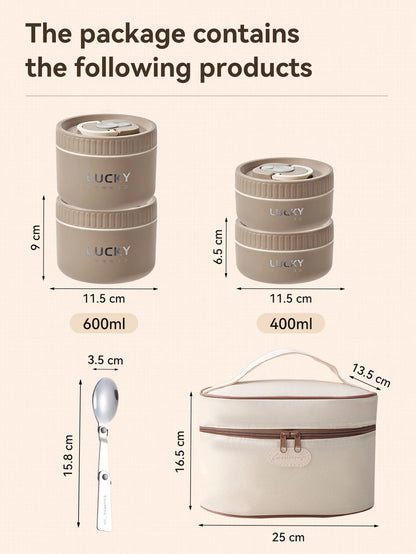 WORTHBUY Bento Lunch Box Set, Portable Keep Warm Lunch Container With Insulated Bag, 18/8 Stainless Steel Thermal Food Container