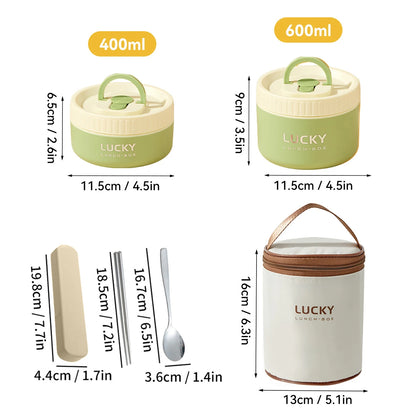 WORTHBUY Bento Lunch Box Set, Portable Keep Warm Lunch Container With Insulated Bag, 18/8 Stainless Steel Thermal Food Container