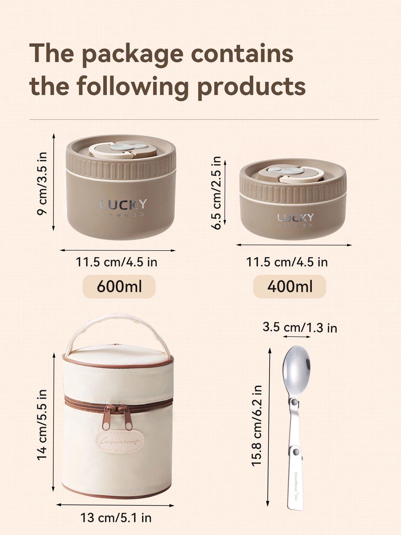 WORTHBUY Bento Lunch Box Set, Portable Keep Warm Lunch Container With Insulated Bag, 18/8 Stainless Steel Thermal Food Container