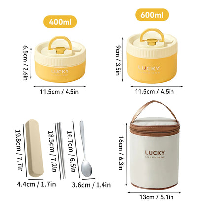 WORTHBUY Bento Lunch Box Set, Portable Keep Warm Lunch Container With Insulated Bag, 18/8 Stainless Steel Thermal Food Container