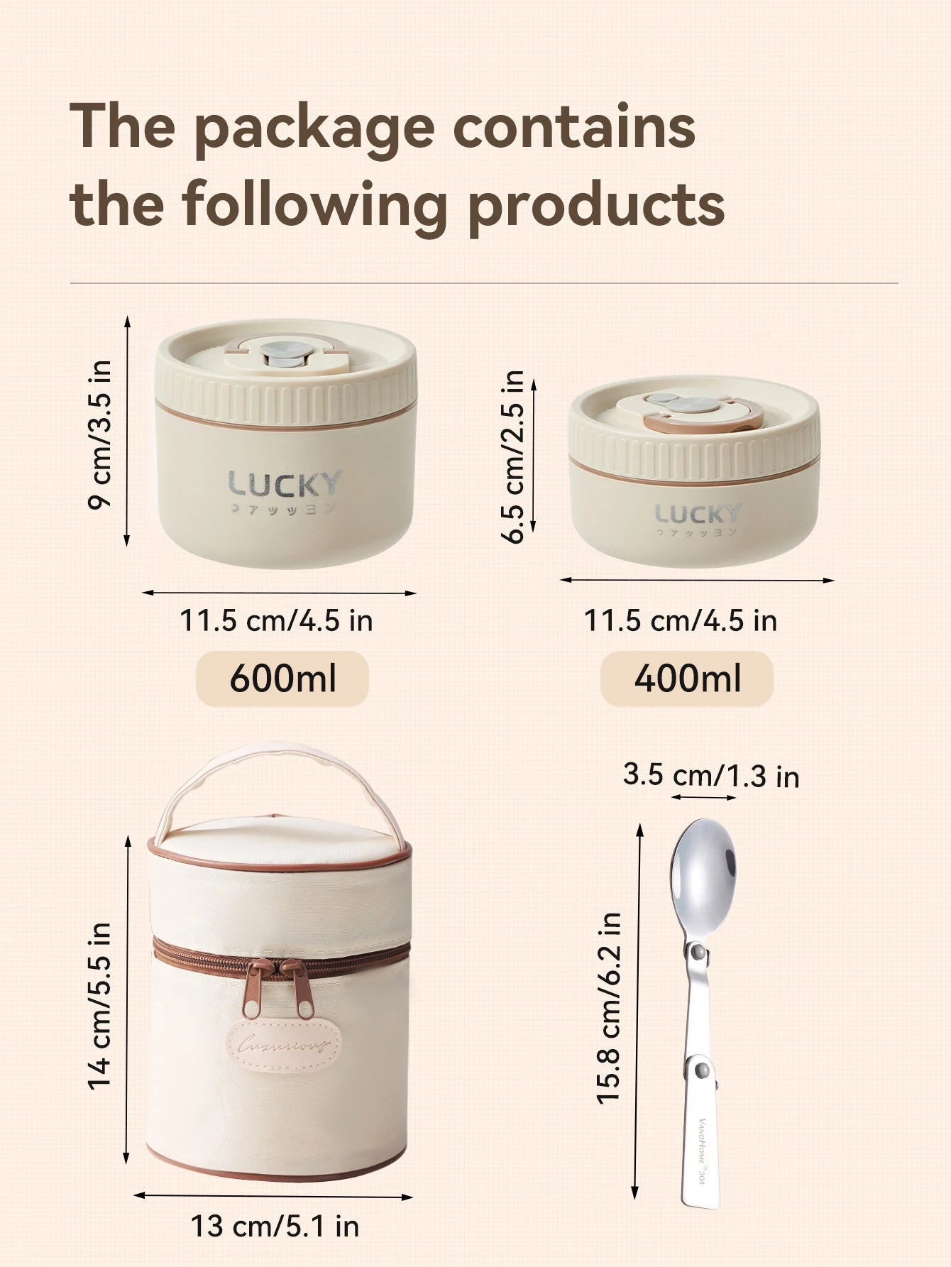 WORTHBUY Bento Lunch Box Set, Portable Keep Warm Lunch Container With Insulated Bag, 18/8 Stainless Steel Thermal Food Container